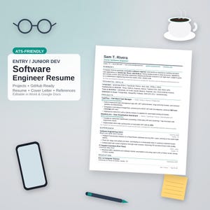 Software Engineer Developer CV Template, ATS Friendly Resume, Cover Letter & References image 2