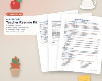 Education CV Template ATS Friendly, New Teacher Resume, Cover Letter & References