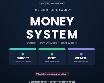 Budget Spreadsheet, Excel Family Budget Template, Debt Payoff Tracker, Savings & Bill Tracker, Monthly Money Management Excel