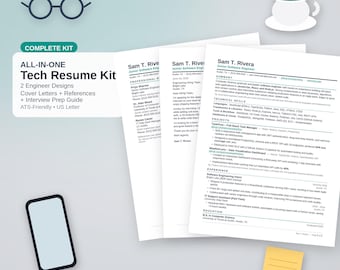 Software Engineer Developer CV Template, ATS Friendly Resume, Cover Letter & References