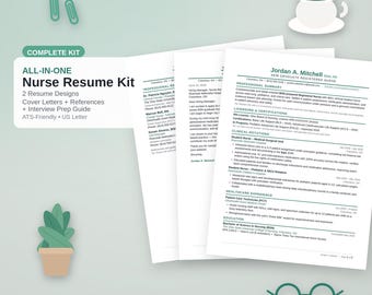 Nursing CV Template ATS Friendly, RN New Grad Nurse Resume, Cover Letter & References