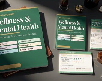 Selbstfürsorgeplaner (PDF), 7-Tage-Wellness-Tagebuch & Achtsamkeitsplaner, Tagebuch zur Angstbewältigung, Gewohnheitstracker