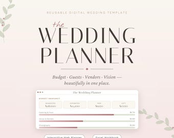 Wedding Planner Digital Download Wedding Checklist, Budget & Timeline Template