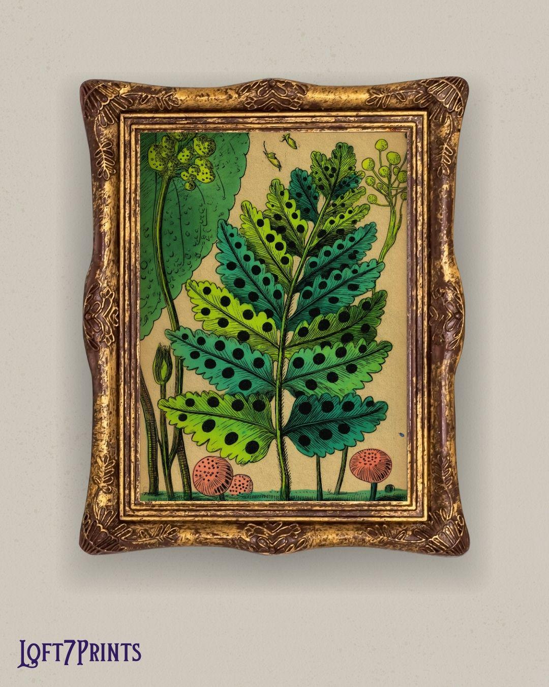 Vintage Botanical Fern Print Retro Woodland Nature Wall Art Poster