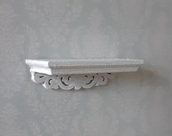 White wall shelf with decoration 40 mm wide