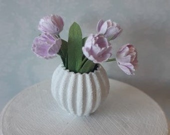 White/light pink tulips in a jar