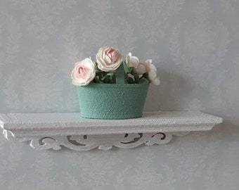 White wall shelf with decoration 70 mm wide