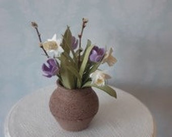 Pentecost lilies, purple tulips and willow branches