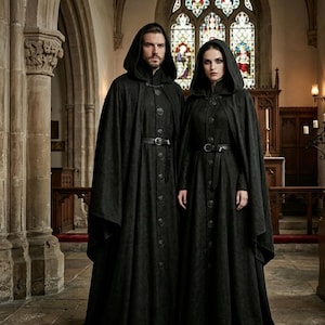Outfit tovenaarsmantel middeleeuws gewaad met hoed | Fantasietovenaarkostuum voor mannen en vrouwen | Renaissance LARP Mage Cosplay Mantel Set Magische Tovenaar