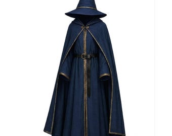 Handgefertigt: Zauberermantel-Outfit – Mittelalterliche Robe, Fantasy-Kostüm, LARP, Cosplay | Halloween-Partys, Renaissance-Märkte, Mittelalterfeste