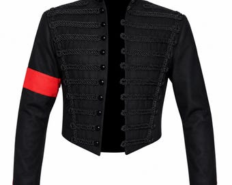 Michael Jackson Black Military Jacket | Men's Wool Hussar Parade Coat | MJ Concert King of Pop Jackets | Gothic MJ Style Tribute Wear Coat |