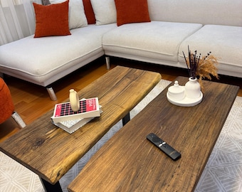Handgefertigter Nussbaum Couchtisch, Modernes Bauernhaus Industrielles Wohnzimmer Möbel