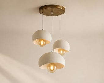 Handgemaakte 3-lichts hangende kroonluchter: Wabi-Sabi Japandi-plafondlamp