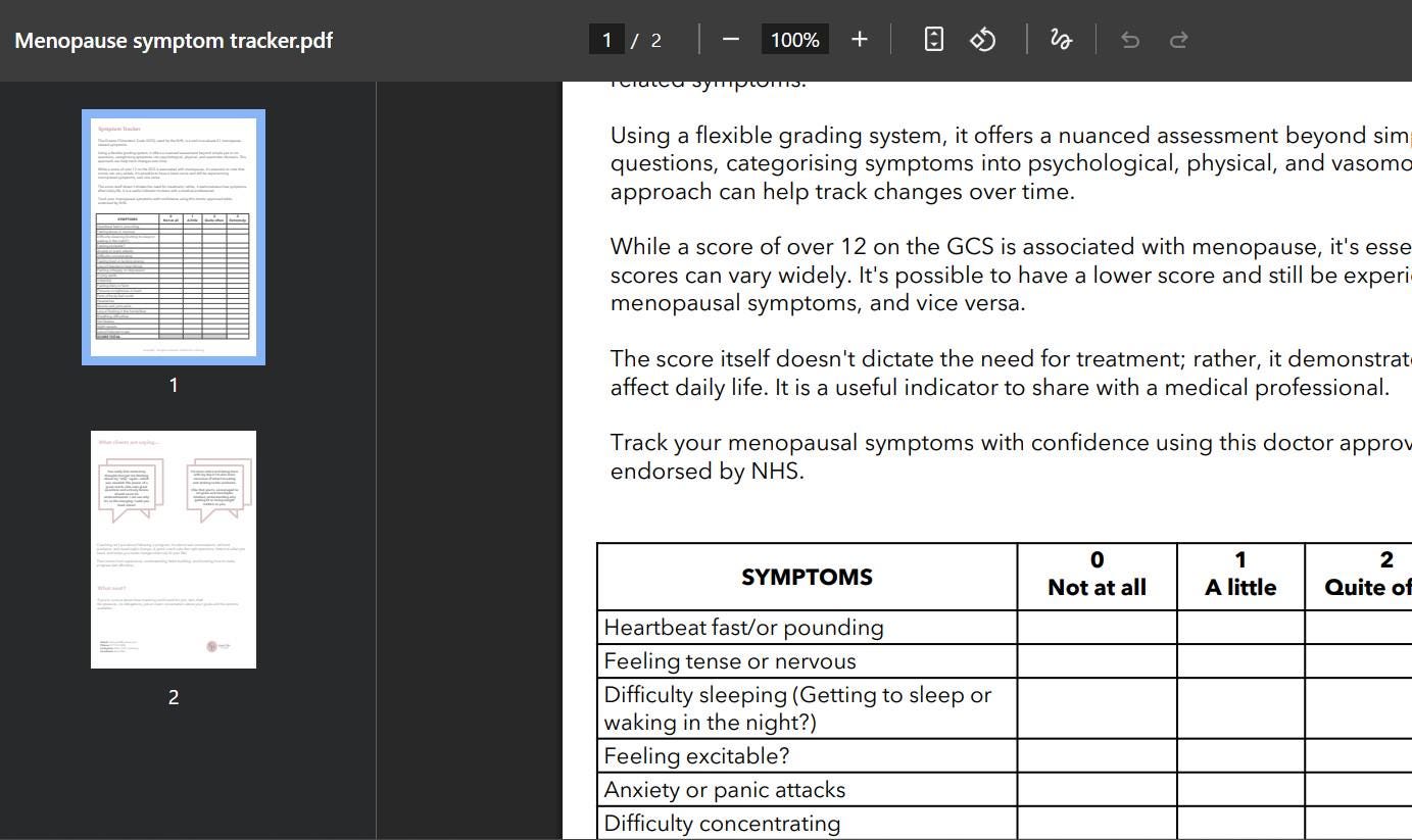 Menopause Symptom Tracker — NHS Recognised Format (printable PDF) - Etsy