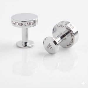 Personalized Cufflinks in 925 Sterling Silver • Custom Engraved Coordinates Date Cuff Links • Groom Gift