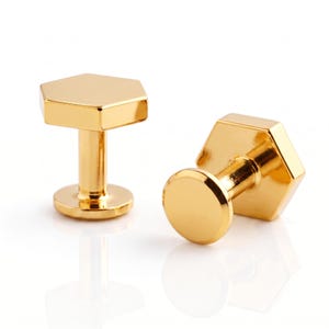 Gemelos hexagonales de plata de ley, gemelos geométricos chapados en oro para esmoquin de hombre, joyería para bodas