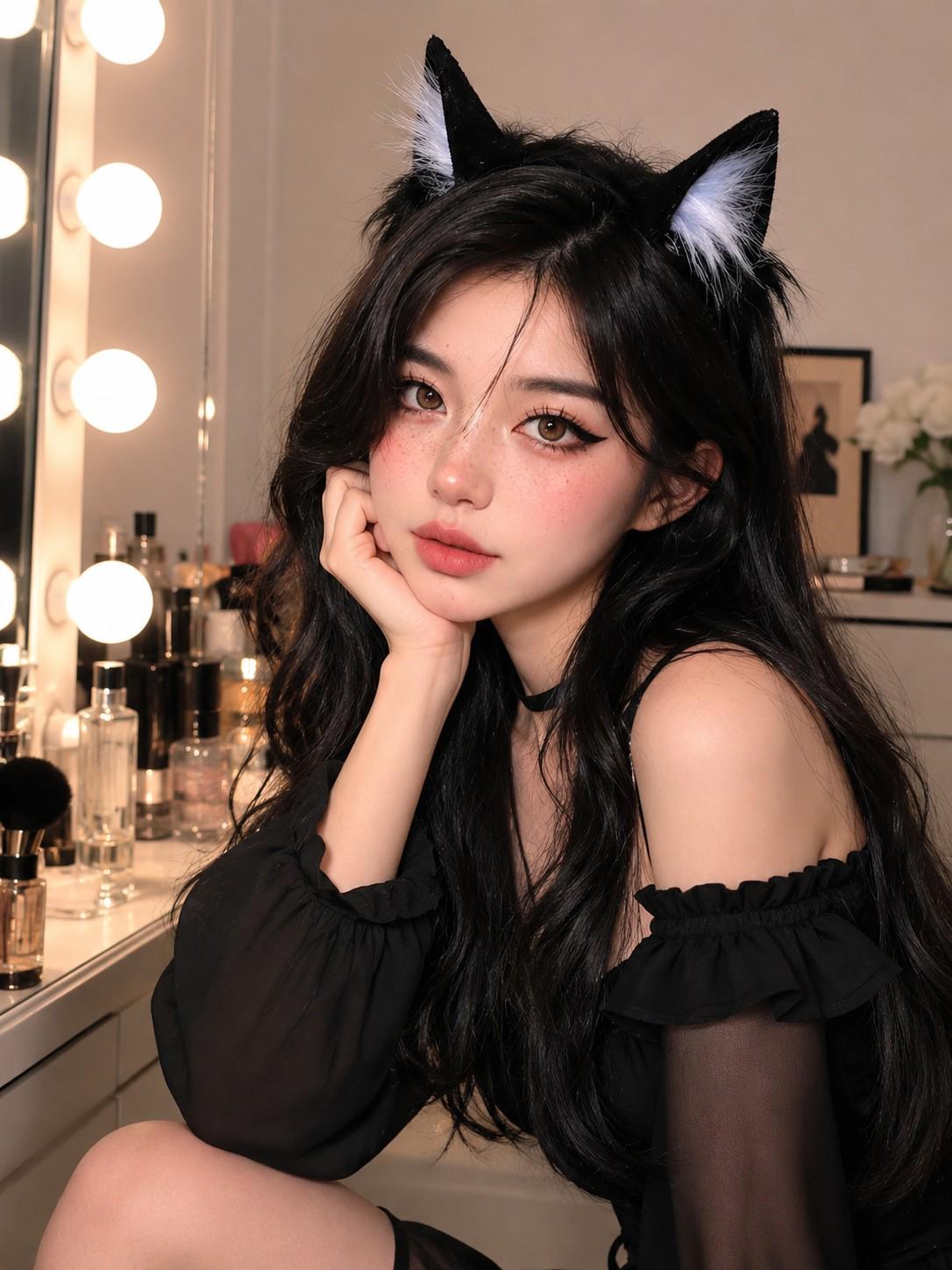 Husky Ears Headband Faux Fur Wolf Ears Cosplay Animal Ears Kawaii Furry Ears Hair Accessory Kemonomimi Neko Costume Festival Gift
