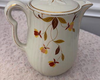 Vintage Hall China Autumn Leaf Teapot: Mary Dunbar Jewel Tea Co. Mid Century Ceramic Pot