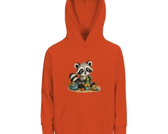 Premium biologische hoodie voor kinderen "Wumi speelt."