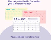 2027 Aesthetic Wall Calendar Printable | Clean Girl Monthly Calendar PDF | Minimalist Planner | Instant Download | That Girl Calendar