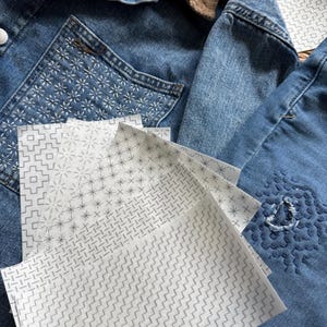 Stick and Stitch Embroidery | Sashiko Style Design | Stick & Stitch Patterns | Visible Mending Pattern Peel and Stick | Embroidery Designs