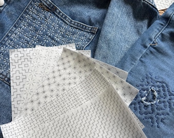 Stick and Stitch Embroidery | Sashiko Style Design | Stick & Stitch Patterns | Visible Mending Pattern Peel and Stick | Embroidery Designs