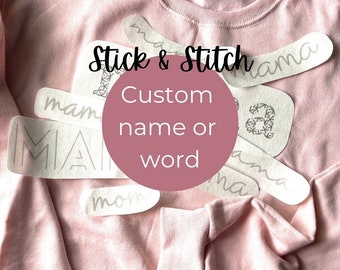 Custom Stick and Stitch | Name or Word | Embroidery Designs | Peel and Stick Patterns