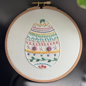 Egg Embroidery Stitch Sampler Kit | Embroidery Kit | Easter Egg Kit | Spring Embroidery