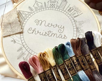 Christmas Train Village | Advent Embroidery Kit | Intermediate 25 Days of Christmas