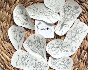 Stick and Stitch Pack | FLORALS | Intermediate Embroidery Designs | Peel and Stick Patterns