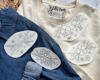 Stick and Stitch Pack | FLORAL COLLAR | Embroidery Designs | Peel and Stick Patterns