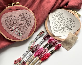 Floral Heart Shirt Kit | DIY Embroidery Kit | Valentines Embroidery