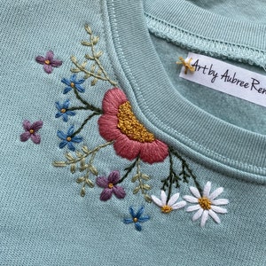 Custom Embroidered Sweatshirt | Hand Embroidery | Floral Sweatshirt | Floral Letter