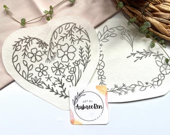 Stick and Stitch Embroidery | FLORAL HEARTS | Stick & Stitch Patterns | Valentine’s Pattern Peel and Stick | Embroidery Designs