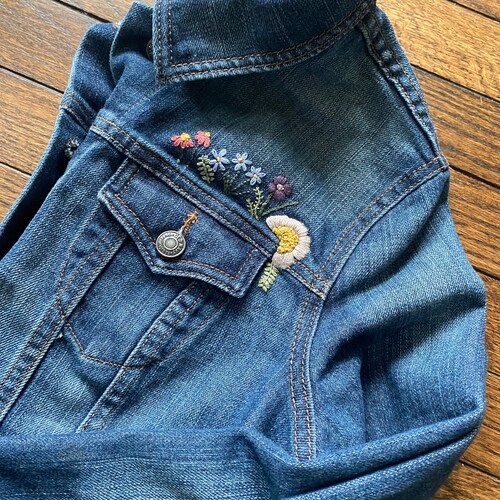 Customizable Hand Painted Kid's Denim Jacket Flower - Etsy