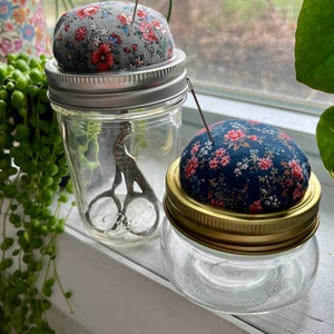 Jar Pincushion | Sewing Notion Pincushion | Sewing Storage | Sewing Accesories | Embroidery Kit