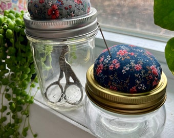 Jar Pincushion | Sewing Notion Pincushion | Sewing Storage | Sewing Accesories | Embroidery Kit