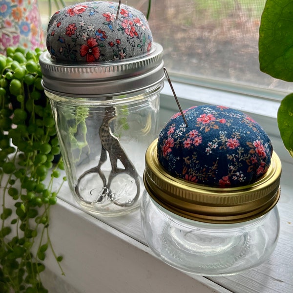 Jar Pincushion | Sewing Notion Pincushion | Sewing Storage | Sewing Accesories | Embroidery Kit