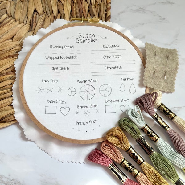 Stitch Sampler | Embroidery Stitch Sampler | Embroidery for Beginners Kit | Learn Embroidery
