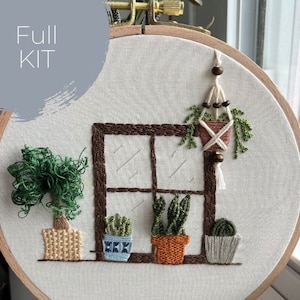 Houseplant Embroidery KIT | Houseplant & Stump Work Embroidery Pattern | Intermediate Embroidery