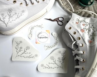 Stick and Stitch Pack | SHOES | High-Top Shoe DIY Embroidery Designs | Peel and Stick Patterns