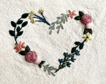 PDF Floral Heart Embroidery Pattern DOWNLOAD | PDF Embroidery Pattern