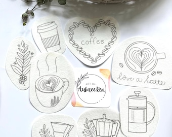 Stick and Stitch Pack | COFFEE | Embroidery Designs | Peel and Stick Patterns