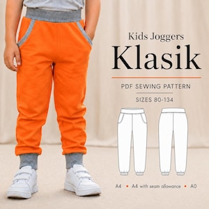 Klasik Kinder-Sweatpants-Schnittmuster | Jogginghose (PDF, Größen 80-134)