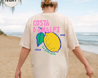 Amalfi Coast Italia Shirt, Lemon La Dolce Vita shirt, Doodle Italian Summer Vibes, Farmers Market Summer Comfort Colors Shirt