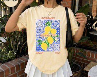 Camiseta Limoncello de Positano, Camiseta Lemon La Dolce Vita, Verano italiano, Azulejos mediterráneos Costa D'Amalfi, Camiseta SummerVibes Comfort Colors