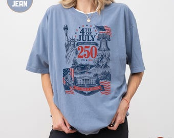 Retro Vintage Fourth of July Art Shirt, Vintage Americana Semiquincentennial America 250th Anniversary, USA Proud Patriot Tee