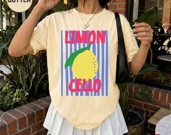 Doodle Limone La Dolce Vita, Striped Lemon shirt, Vintage Amalfi Coast, Costa D'Amalfi, Italian Summer, Summer Vibes Comfort Colors Shirt