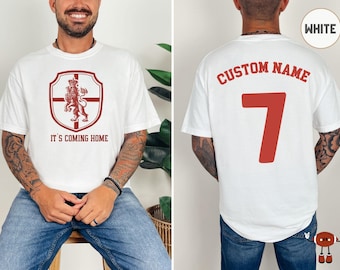 Custom England Soccer Shirt, 2026 World Football Cup, Personalized Jersey Tee, It's Coming Home Shield Tee, British Fan Gift, Vintage Tee tb
