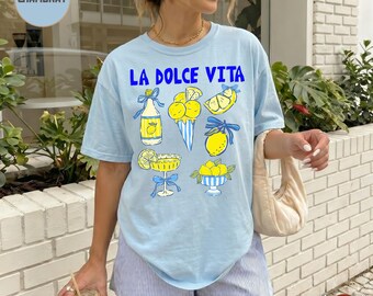 La Dolce Vita Shirt, Doodle Lemon La Dolce Vita shirt, Italian Summer shirt, Limone Coquette Mediterranean Summer Comfort Colors Shirt